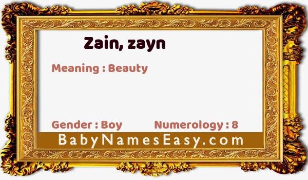 Zain, zayn name meaning